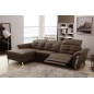 - Canapé d'angle avec un relax électrique en cuir de buffle italien de luxe, 5 places BEAURELAX chocolat, angle gauche, POUF OFF