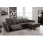 Canapé d'angle avec un relax électrique en cuir de buffle italien de luxe 5 places BEAURELAX noir, angle droit, POUF OFFERT