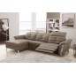 - Canapé d'angle avec un relax électrique en cuir de buffle italien de luxe, 5 places BEAURELAX moka, angle gauche, POUF OFFERT