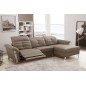 Canapé d'angle avec un relax électrique en cuir de buffle italien de luxe 5 places BEAURELAX moka, angle droit, POUF OFFERT