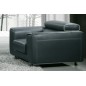 Fauteuil 1 place en cuir italien buffle MILANO, gris foncé avec liseret blanc