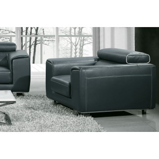 Ensemble Canapé 3 places et 2 places en cuir italien buffle MILANO, gris foncé avec leseret blanc