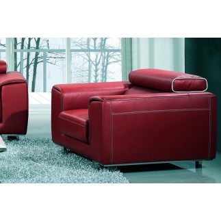 Ensemble Canapé 3 places et 2 places en cuir italien buffle MILANO, bordeaux avec leseret blanc