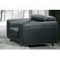 Fauteuil 1 place en cuir italien buffle MILANO, noir avec liseret blanc
