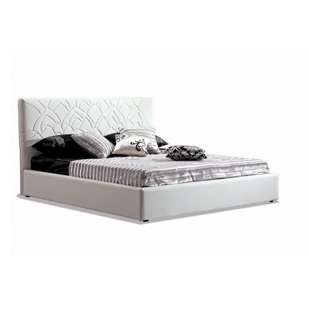 Lit en cuir italien de luxe TRENDY, blanc, 160x200