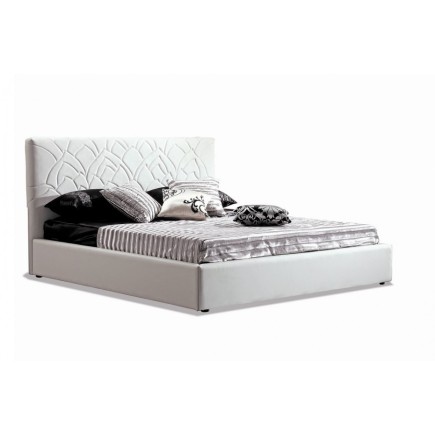 Lit en cuir italien de luxe TRENDY, blanc.