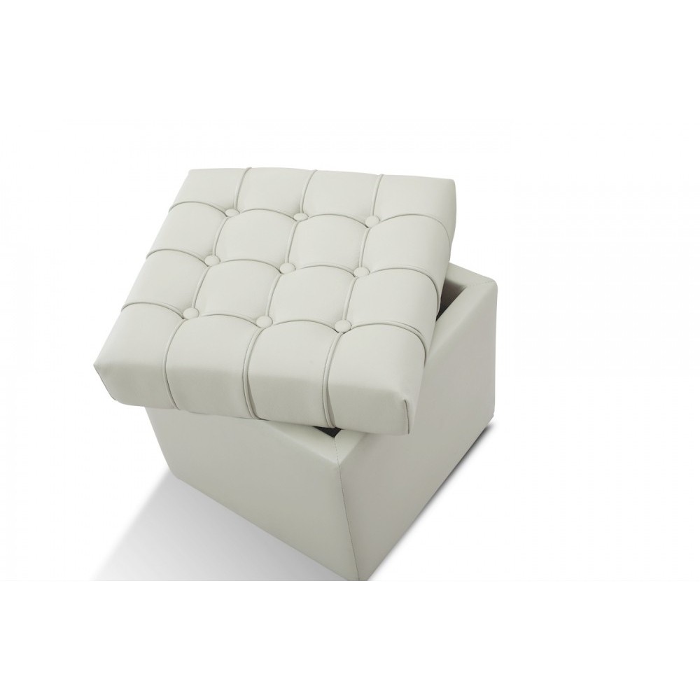 Pouf-coffre de rangement de qualité supérieure CAPITO, blanc