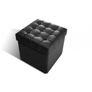Pouf-coffre de rangement de qualité supérieure CAPITO, noir