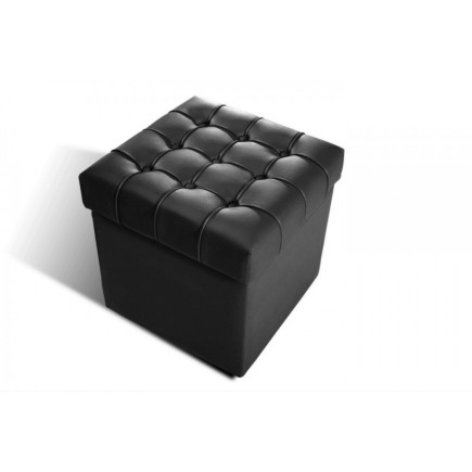 Pouf-coffre de rangement de qualité supérieure CAPITO, noir