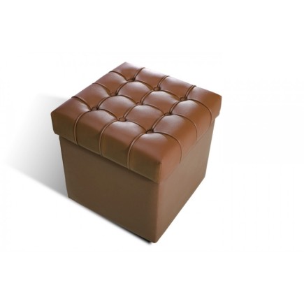 Pouf-coffre de rangement de qualité supérieure CAPITO, marron