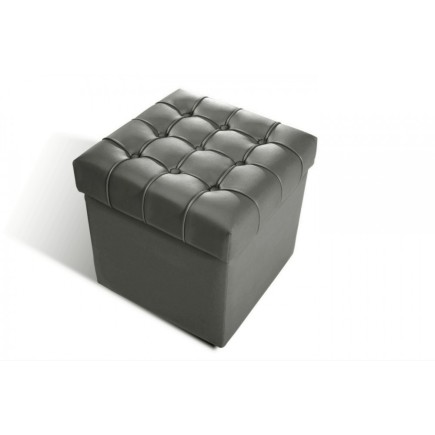 Pouf-coffre de rangement de qualité supérieure CAPITO, gris foncé