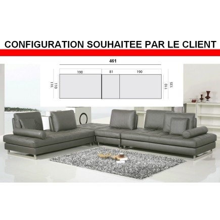 Acompte commande , Canapé droit (et non en angle) en cuir buffle italien de luxe PENTHOUSE sur mesure, personnalisée selon la de
