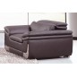 Fauteuil 1 place en cuir italien buffle ITALINA, chocolat avec surpiqure blanche