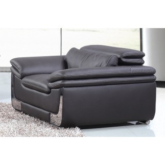 Ensemble Canapé 3 places et 2 places et fauteuil 1 place en cuir italien buffle ITALINA, noir avec surpiqure blanche