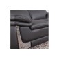 Ensemble Canapé 3 places et 2 places et fauteuil 1 place en cuir italien buffle ITALINA, noir avec surpiqure blanche
