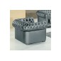 Fauteuil 1 place en cuir italien CHESTERFIELD, gris foncé