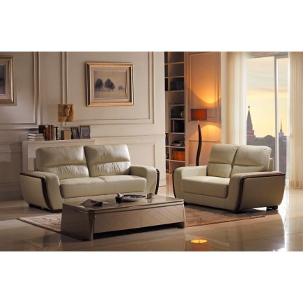 Canapé 3 places en cuir italien buffle RAVENA, beige