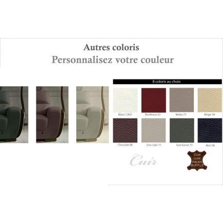 Canapé 2 places en cuir italien buffle RAVENA, couleur personnalisée