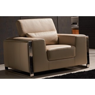 fauteuil 1 place en cuir italien buffle LUXY, beige