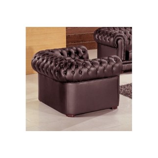 Fauteuil 1 place en cuir italien CHESTERFIELD, chocolat