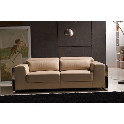 Canapé 3 places en cuir italien buffle LUXY, beige
