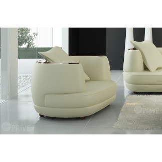 Fauteuil 1 place en cuir italien RICHMOND, écru