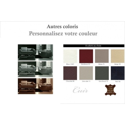 Ensemble Canapé 3 places et 2 places en cuir italien buffle LUXY, couleur personnalisée