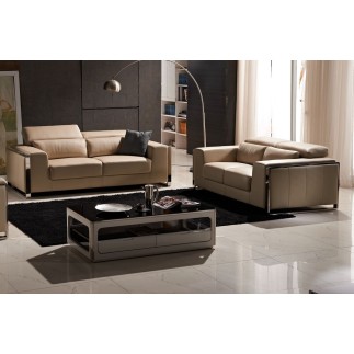Ensemble Canapé 3 places et 2 places en cuir italien buffle LUXY, beige