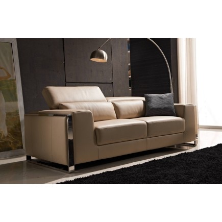 Ensemble Canapé 3 places et 2 places en cuir italien buffle LUXY, beige