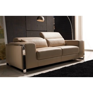 Canapé 2 places en cuir italien buffle LUXY, beige