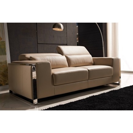 Canapé 2 places en cuir italien buffle LUXY, beige