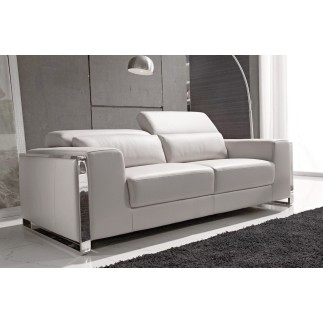 Ensemble Canapé 3 places et 2 places en cuir italien buffle LUXY, blanc