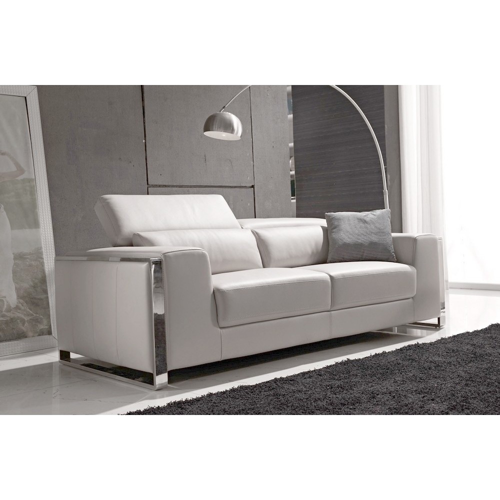 Canapé 3 places en cuir italien buffle LUXY, blanc cassé