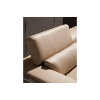 Canapé 3 places en cuir italien buffle LUXY, blanc cassé