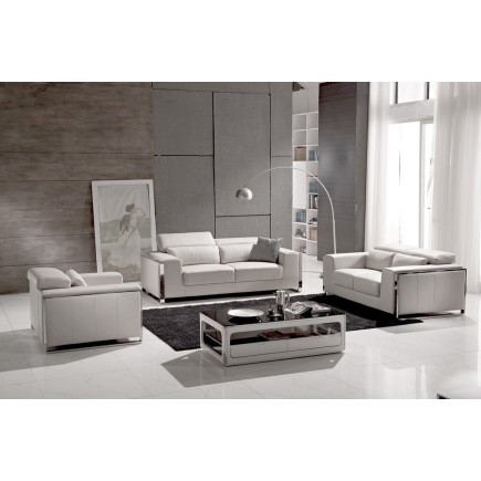 Canapé 2 places en cuir italien buffle LUXY, blanc