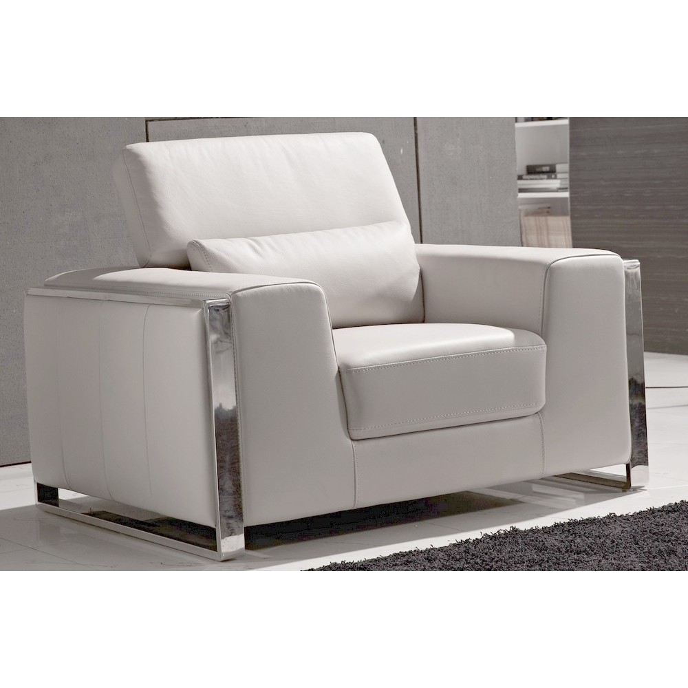 fauteuil 1 place en cuir italien buffle LUXY, blanc