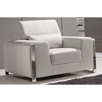 fauteuil 1 place en cuir italien buffle LUXY, blanc