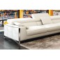 Canapé d'angle en cuir italien 5 places SUEDE, blanc, angle droit