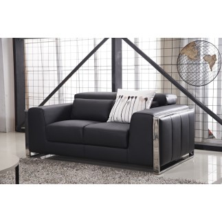 Ensemble Canapé 3 places et 2 places et fauteuil 1 place en cuir italien buffle LUXY, noir