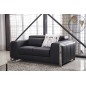 Ensemble Canapé 3 places et 2 places et fauteuil 1 place en cuir italien buffle LUXY, noir