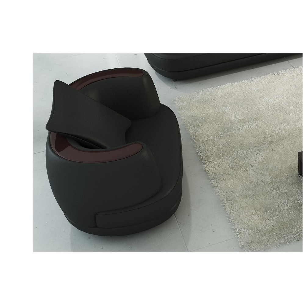 Fauteuil 1 place en cuir italien RICHMOND, noir