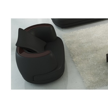 Fauteuil 1 place en cuir italien RICHMOND, noir
