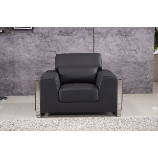fauteuil 1 place en cuir italien buffle LUXY, noir