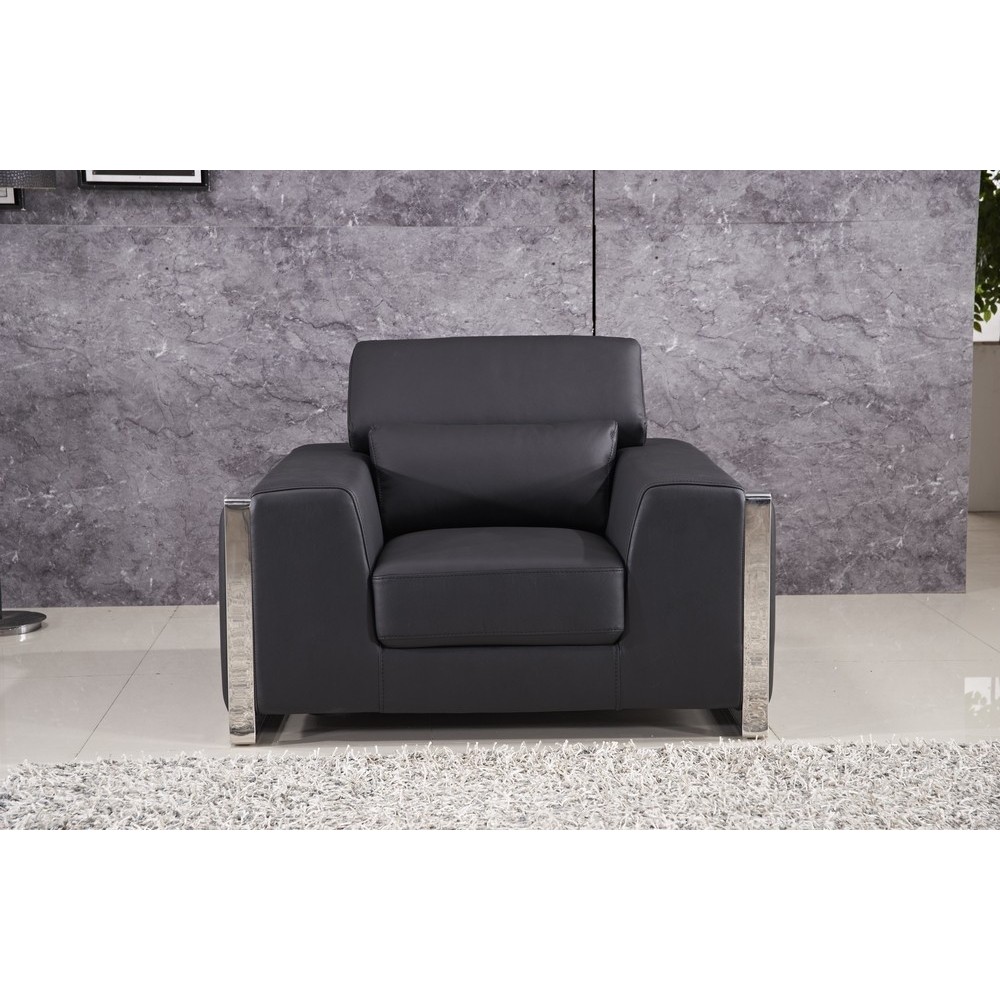 fauteuil 1 place en cuir italien buffle LUXY, noir
