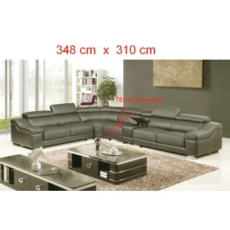 Canapé d'angle en cuir buffle italien de luxe 7 places LONDRES UNE ASSISE EN MOINS SUR LA LONGUEUR, sur mesure personnalisé sur