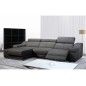 Canapé d'angle double relax en cuir de buffle italien de luxe 5 places BiRELAX, gris foncé, angle gauche, Prix ttc du canapé 189