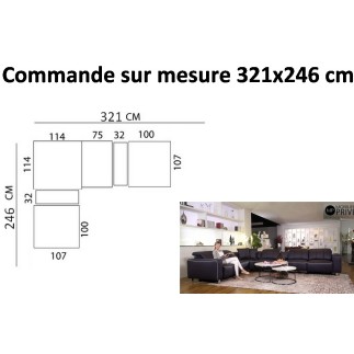 - Canapé d'angle relax FABRICATION SPECIALE PERSONNALISEE SUR MESURE en cuir de buffle italien de luxe avec 2 relax électriques,