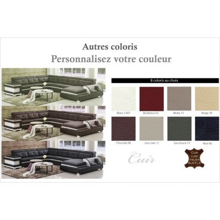 1er paiement de la commande de Mme JULIETTE GONCALVES, canapé d'angle cuir buffle italien 7/8 places, bellissimo, couleur prinic