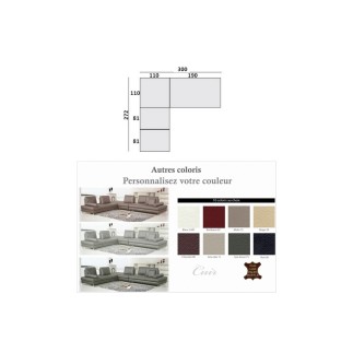 Canapé d'angle en cuir buffle italien de luxe PENTHOUSE, sur mesure personnalisé sur demande du client 300 x 272 cm, angle gauch