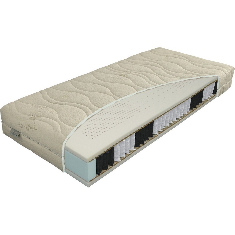 Matelas luxueux avec ressorts ensachés et latex Hybrid 27 cm, avec 7 zones anatomiques, ferme 4 sur 5, 3 couches haute qualité,